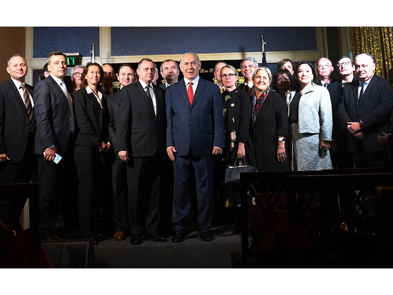 Premierminister Netanyahu mit den Botschafterinnen und Botschaftern der Nato-Mitgliedsstaaten in Israel